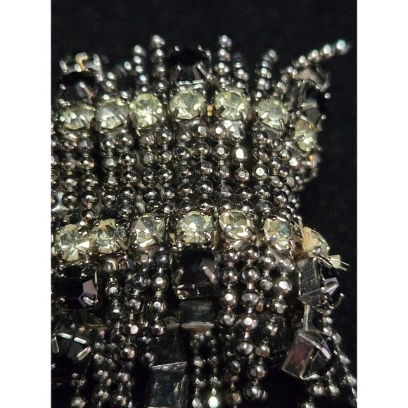 Lee Angel for Neiman Marcus Black, Grey Crystal Beaded Stretch Bracelet - Picture 7 of 7